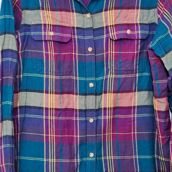 Chaps Ralph Lauren Women's Long Sleeve Flannel Top ~ Multicolor ~ Size L (Large) - Picture 3 of 4